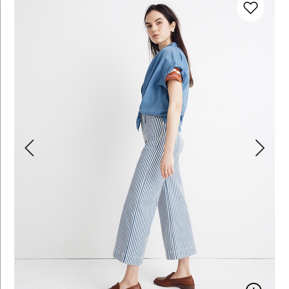 Emmett Wide-Leg Pants Herringbone Railroad Stripe